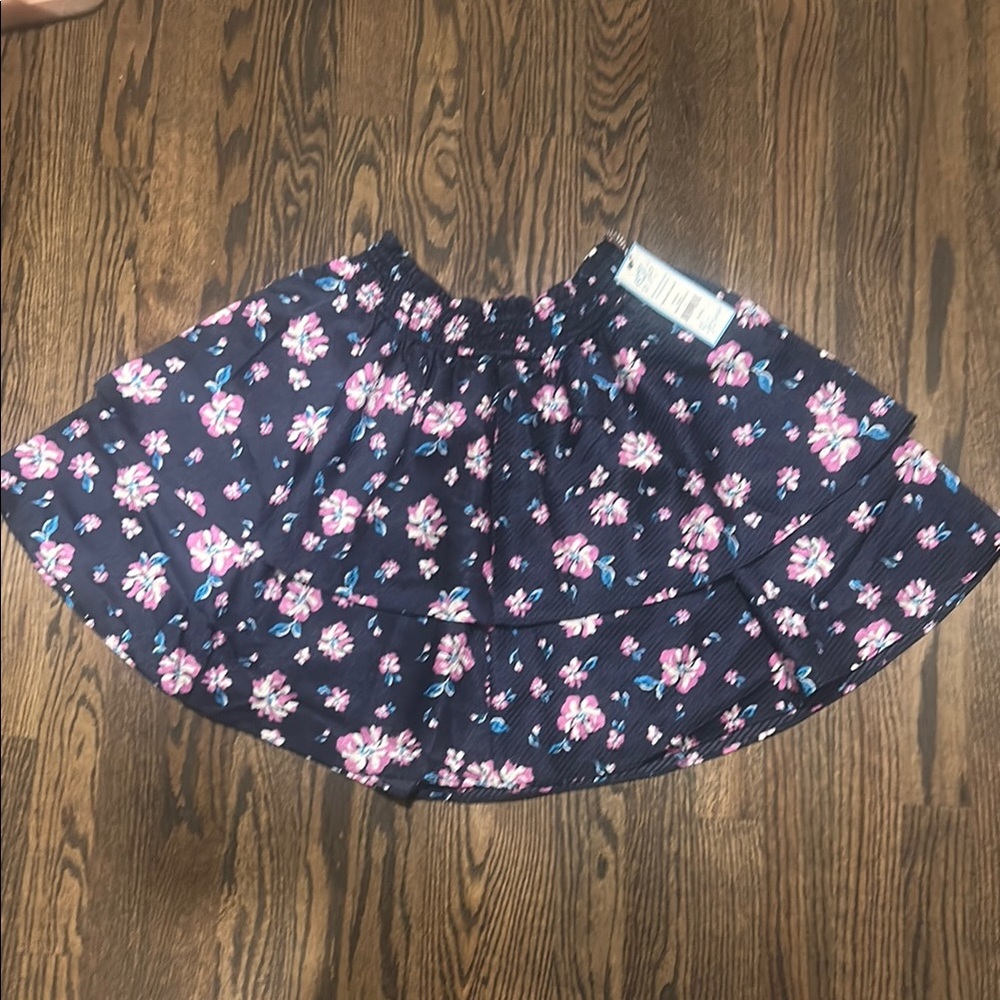 Draper James Dark Blue Mini Skirt with Pink Floral